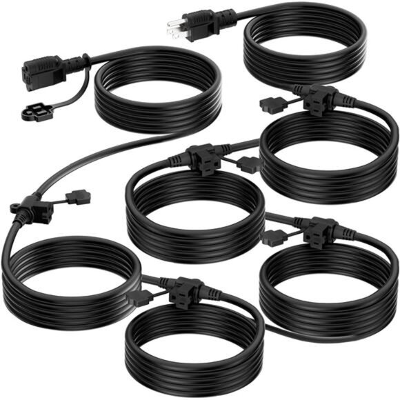 Outdoor Extension Cord 50 FT,Evenly Spaced 6Outlets Plugs,16/3 SJTW Weatherproof - Picture 1 of 7